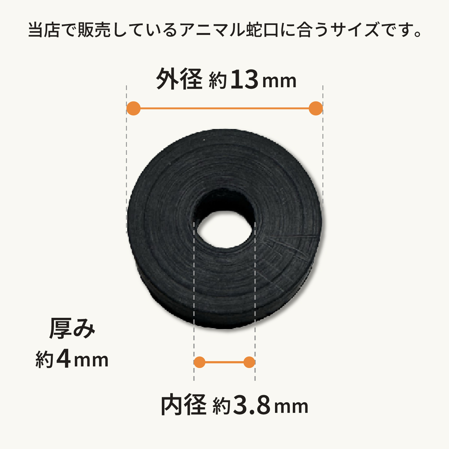 アニマル蛇口用ゴム製パッキンのサイズ