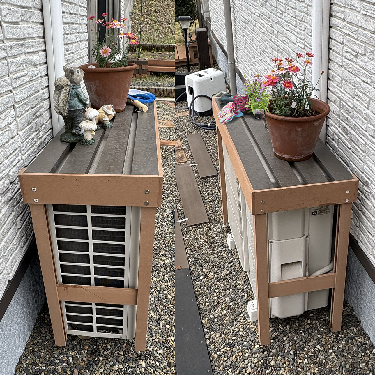 室外機カバー 人工木+アルミ製 オープンタイプ